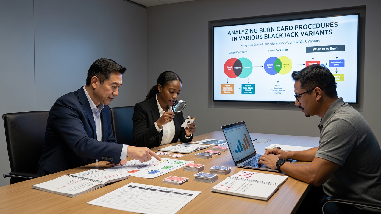 Vergleich von Burn-Card-Anwendungen in verschiedenen Blackjack-Varianten mit Tabellen und Diagrammen