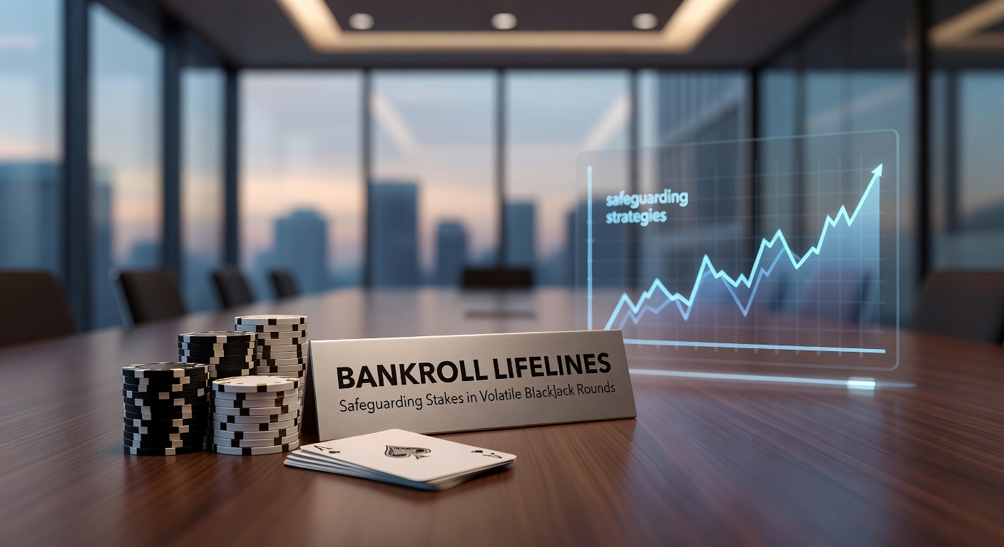 Grafik zeigt eine stabile Bankroll-Kurve inmitten schwankender Blackjack-Sessions, mit aufsteigender Linie trotz Volatilität