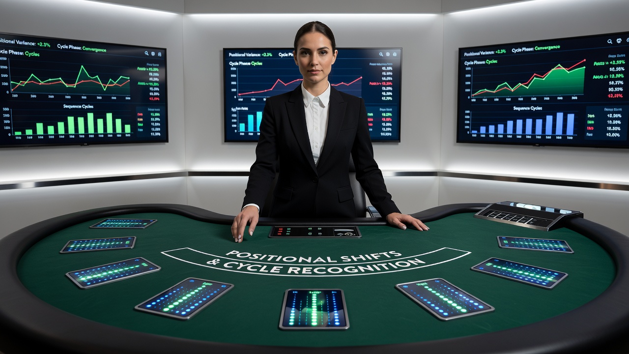 Spieler beobachten Zyklen am Blackjack-Tisch und planen Positionswechsel